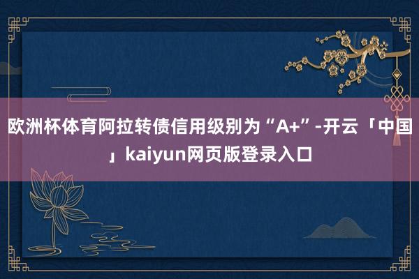 欧洲杯体育阿拉转债信用级别为“A+”-开云「中国」kaiyun网页版登录入口